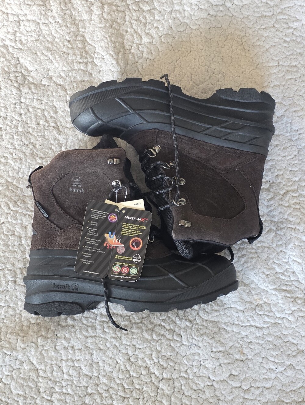 Kamik Fargo 2 Mens Winter Boots Size 9 Dark Brown Waterproof Snow Leather NWB